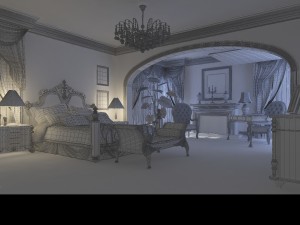 stylish european bedroom 1854 3D Model