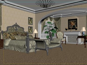 stylish european bedroom 1854 3D Model