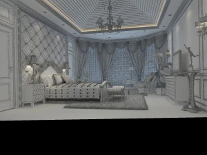 stylish european bedroom 1855 3D Model