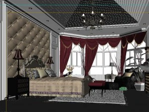 stylish european bedroom 1855 3D Model