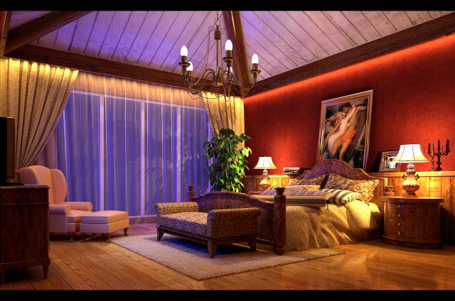 stylish european bedroom 1856 3D 모델 .c4d .max .obj .3ds .fbx .stl .blend 