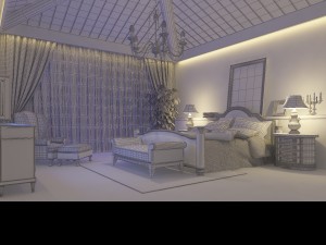 stylish european bedroom 1856 3D 모델