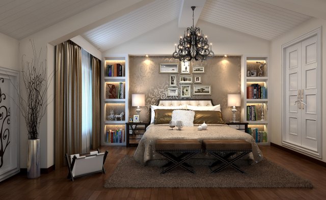 stylish european bedroom 1857 3D-Modell .c4d .max .obj .3ds .fbx .stl .blend 