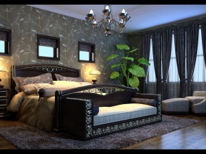 stylish european bedroom 1858 Modello 3D