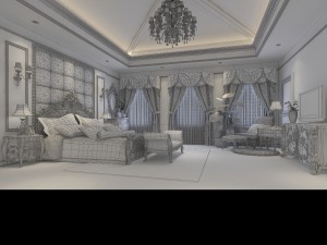 stylish european bedroom 1859 3D Model