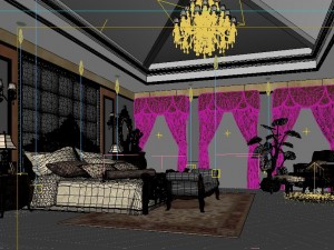 stylish european bedroom 1859 3D Model