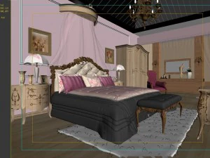 stylish european bedroom 1860 3D Model