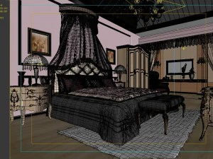 stylish european bedroom 1860 3D Model