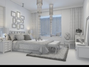stylish european bedroom 1861 3D 모델