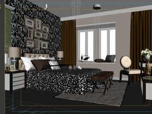 stylish european bedroom 1861 3D 모델