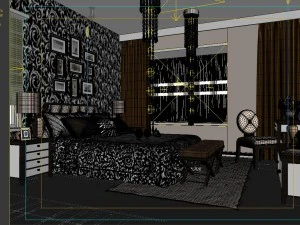 stylish european bedroom 1861 3D Model