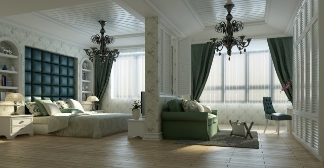 stylish european bedroom 1862 3D 모델 .c4d .max .obj .3ds .fbx .stl .blend 