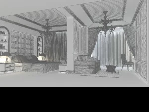 stylish european bedroom 1862 3D Model