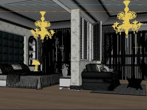 stylish european bedroom 1862 3D Model