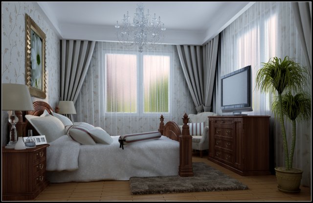 stylish european bedroom 1863 Modelo 3D .c4d .max .obj .3ds .fbx .stl .blend