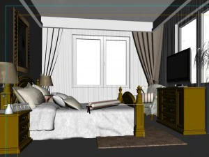 stylish european bedroom 1863 3D Model