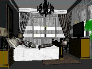stylish european bedroom 1863 3D Model