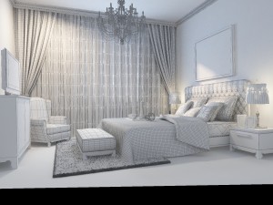 stylish european bedroom 1864 Model 3D