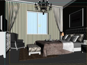 stylish european bedroom 1864 Model 3D