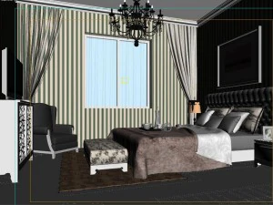 stylish european bedroom 1864 3D Model