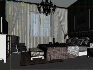 stylish european bedroom 1864 Model 3D