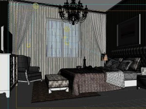 stylish european bedroom 1864 3D Model