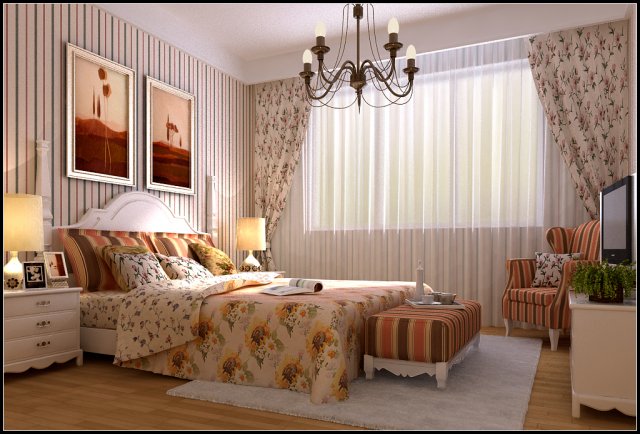 stylish european bedroom 1865 3D 模型 .c4d .max .obj .3ds .fbx .stl .blend 