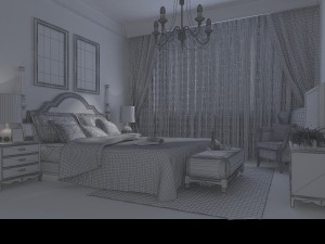 stylish european bedroom 1865 3D 模型