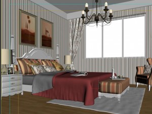 stylish european bedroom 1865 3D 模型