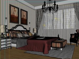 stylish european bedroom 1865 3D 模型