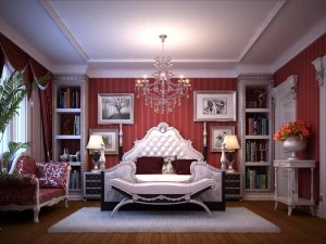 Стильная европейская спальня 1866 года 3D Модель