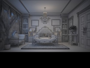 stylish european bedroom 1866 3D Model