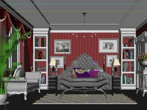 stylish european bedroom 1866 3D Model