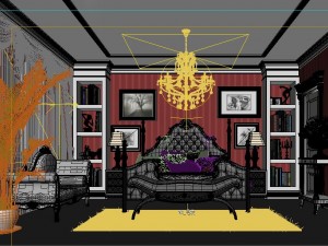 stylish european bedroom 1866 3D Model