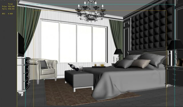 stylish european bedroom 1867 3D Model .c4d .max .obj .3ds .fbx .stl .blend 