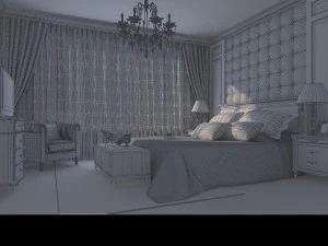 stylish european bedroom 1867 3D Model