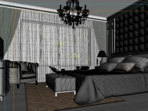 stylish european bedroom 1867 3D Model