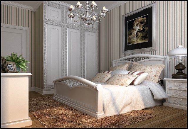 stylish european bedroom 1868 3D Модель .c4d .max .obj .3ds .fbx .stl .blend 