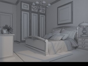 stylish european bedroom 1868 3D Модель