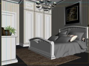 stylish european bedroom 1868 3D Model