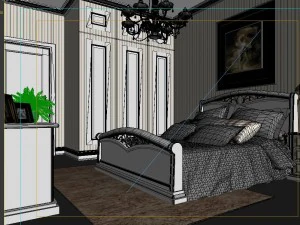 stylish european bedroom 1868 3D Model