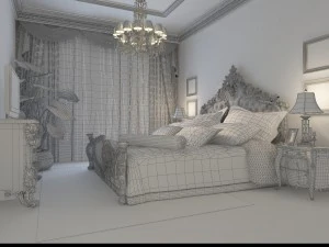 stylish european bedroom 1869 3D Model