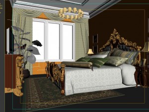 stylish european bedroom 1869 3D Model