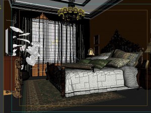 stylish european bedroom 1869 3D Model