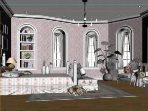 stylish european bedroom 1870 3D Model