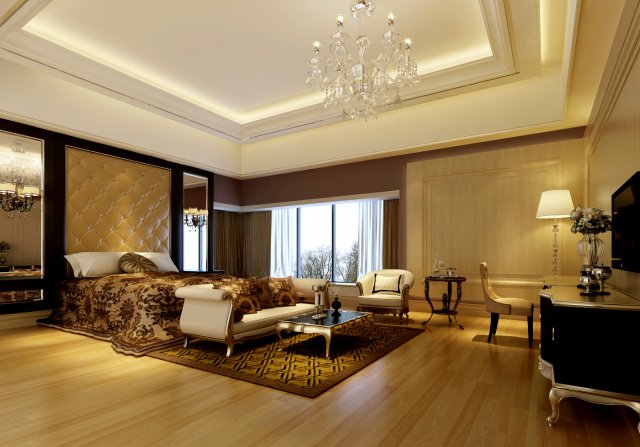stylish european bedroom 1871 3D Модель .c4d .max .obj .3ds .fbx .stl .blend 