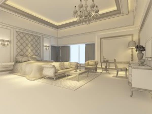 stylish european bedroom 1871 3D Model