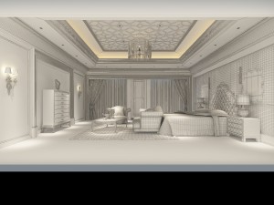 stylish european bedroom 1872 3D Model