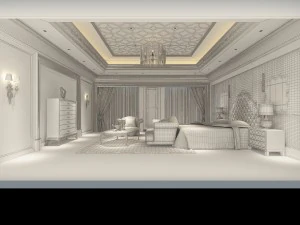 stylish european bedroom 1872 3D Model