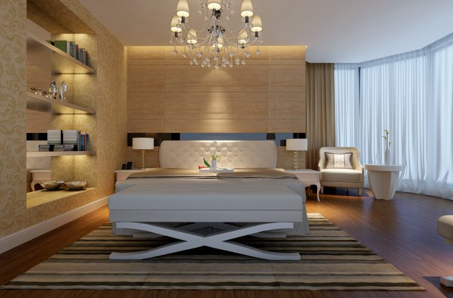stylish european bedroom 1873 3D Model .c4d .max .obj .3ds .fbx .stl .blend 